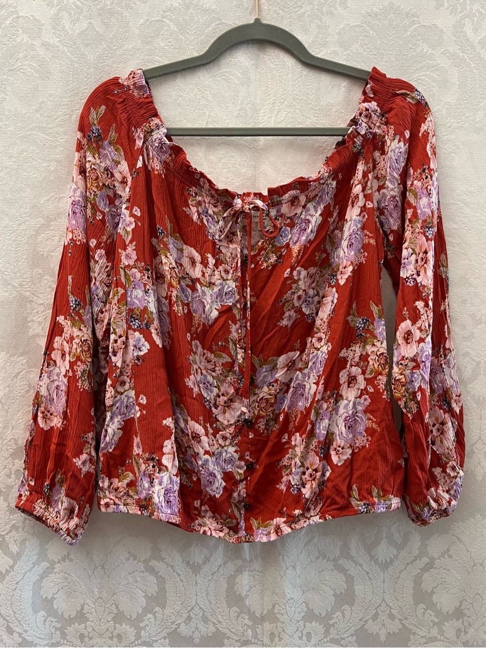 Mason & Belle NWT Chelce Floral Print Off The Shoulder Top In Red Size Small New